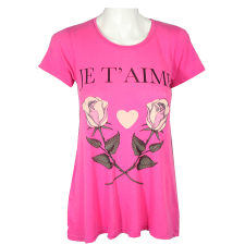 Lady Victoria Hervey T-Shirt with Roses, Heart & "Je T' Aime," Print